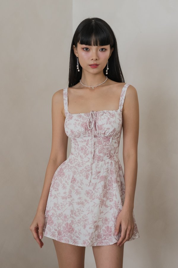 Sadie Floral Padded Romper Dress (Dusty Rose)
