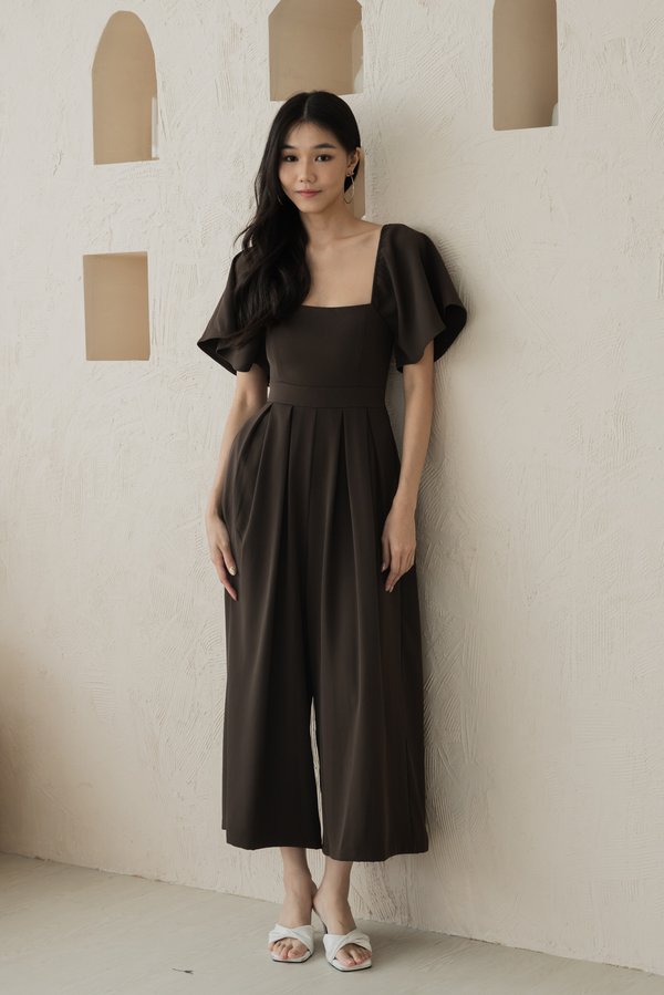 [SLEEVED] Lazie Pleated Jumpsuit (Double Espresso)