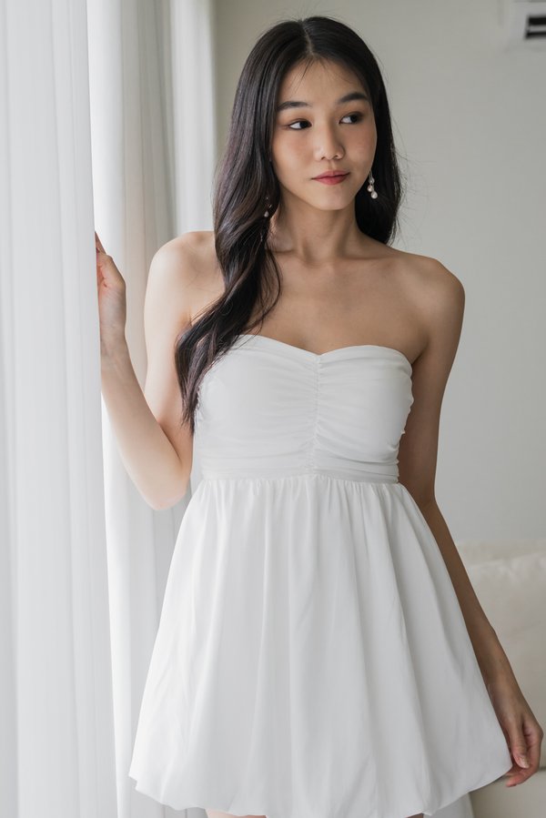 Roselle Padded Sweetheart Bubble Dress (White)