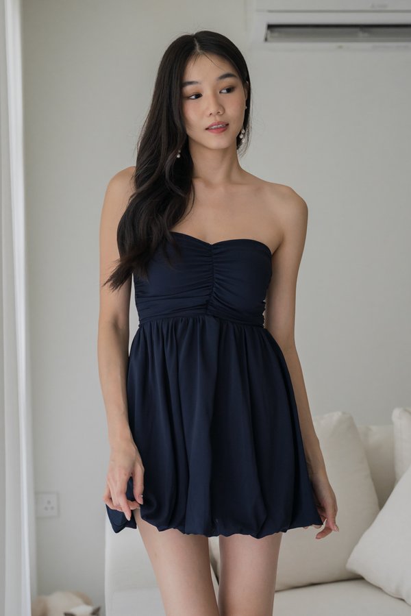 Roselle Padded Sweetheart Bubble Dress (Navy)