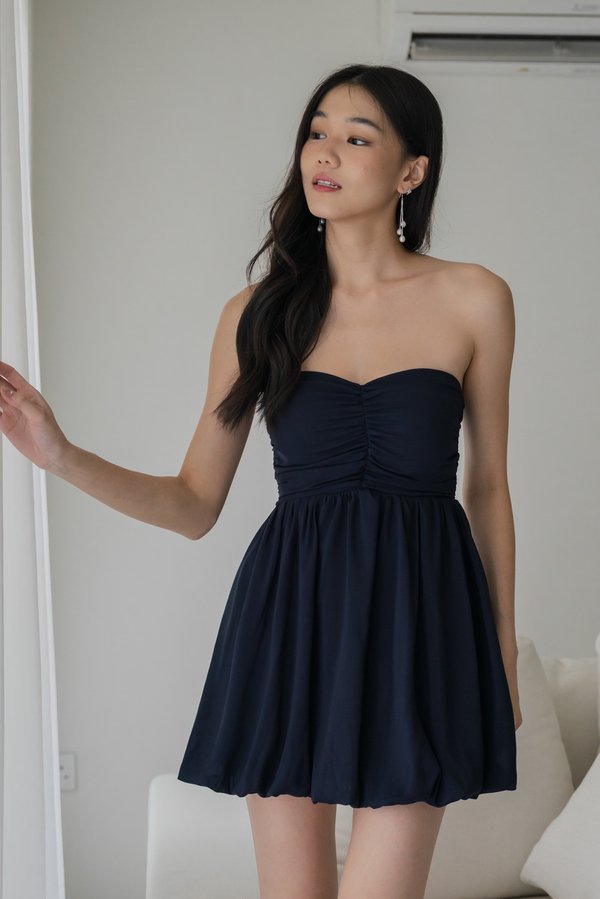 Roselle Padded Sweetheart Bubble Dress (Navy)