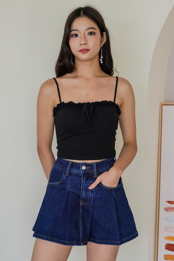 *Lite* Dixie Flutter Ribbon Padded Top (Black)