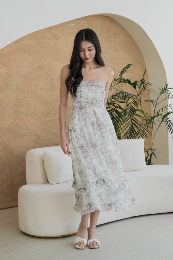 Ellery Padded Midi Dress (Earl Grey Floral)