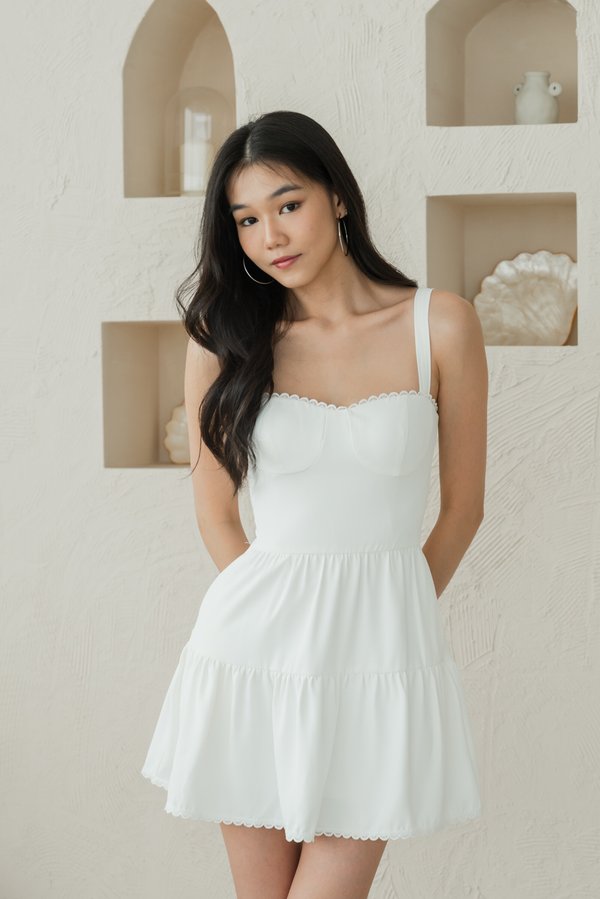 Seona Lace Padded Dress V2 (White) Seona Lace Padded Dress V2 (White)
