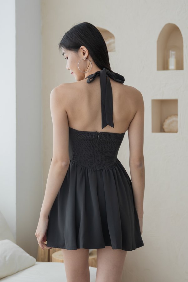 Trixie Padded Halter Romper Dress (Graphite Grey) Trixie Padded Halter Romper Dress (Graphite Grey)