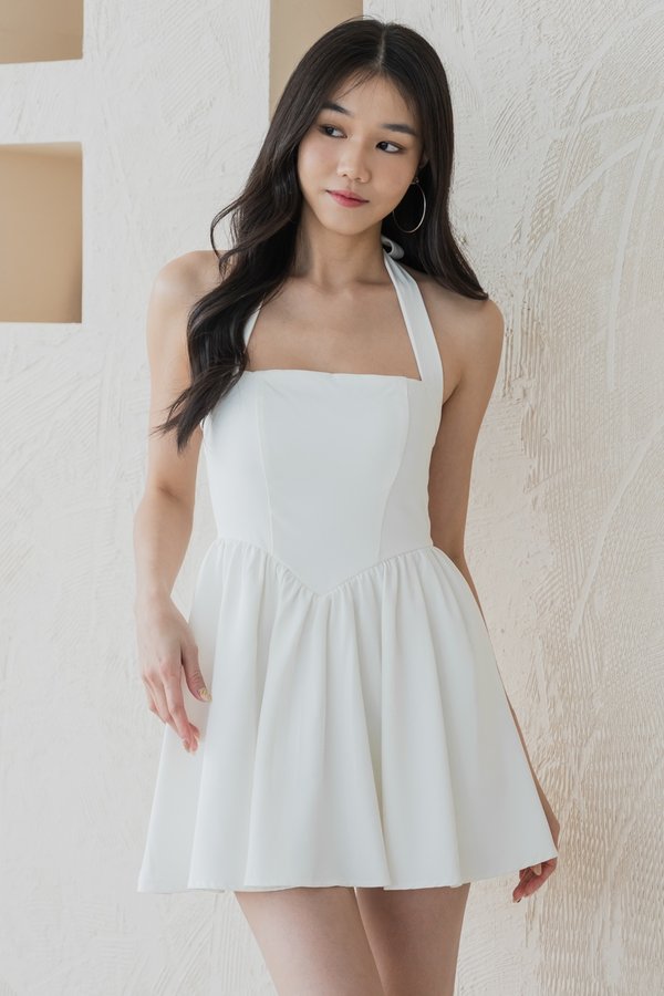 Trixie Padded Halter Romper Dress (White) Trixie Padded Halter Romper Dress (White)