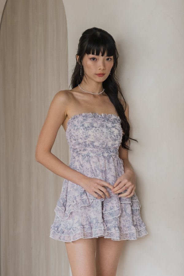Emery Padded Romper Dress (Lilac Blush Floral)