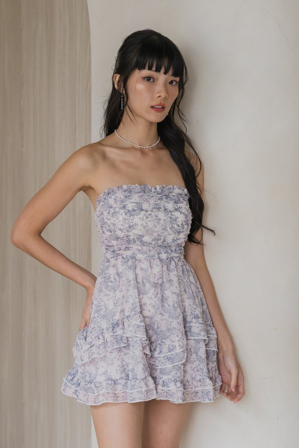 Emery Padded Romper Dress (Lilac Blush Floral)