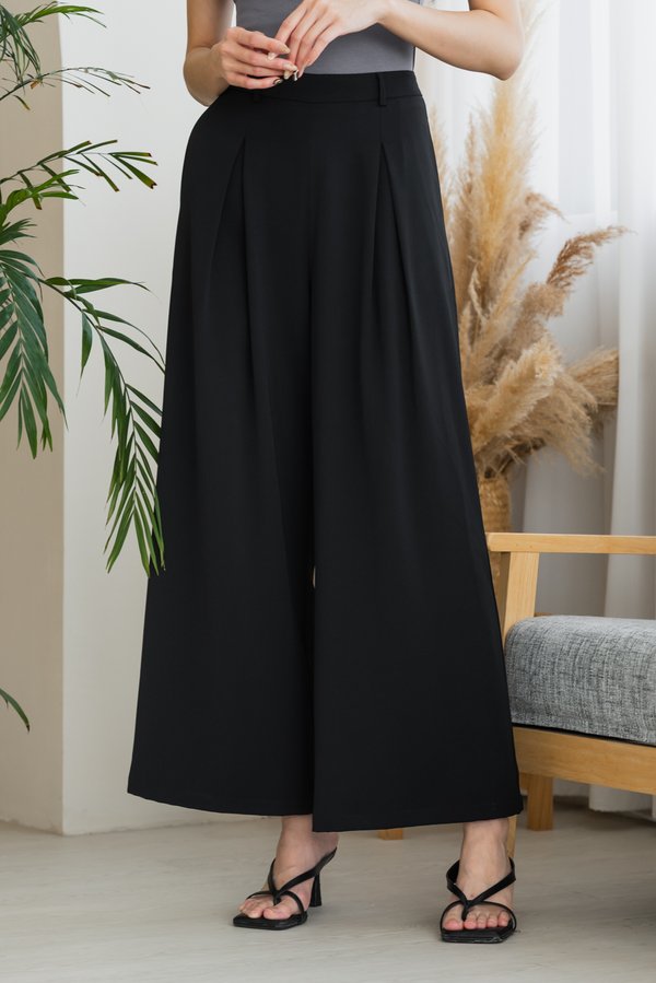 Ember Pleated Wide Leg Pants (Black) Ember Pleated Wide Leg Pants (Black)