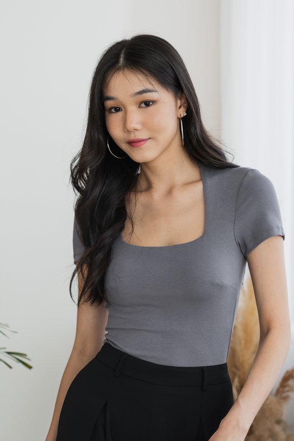 *Lite* [REGULAR] Lyla Queen Anne Top (Graphite Grey)