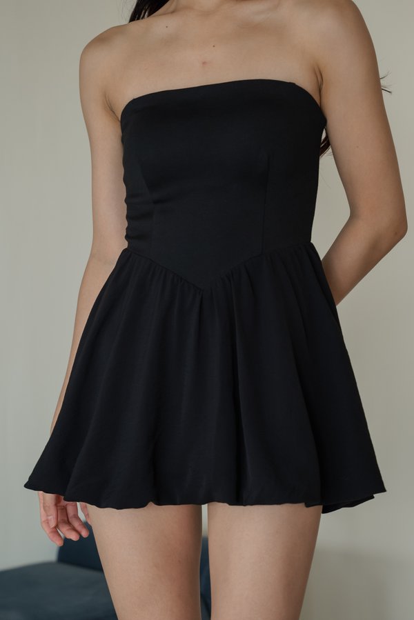 Trinity Mini Bubble Padded Romper Dress (Black)