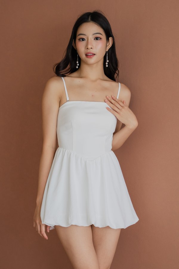 Trinity Mini Bubble Padded Romper Dress (White) Trinity Mini Bubble Padded Romper Dress (White)