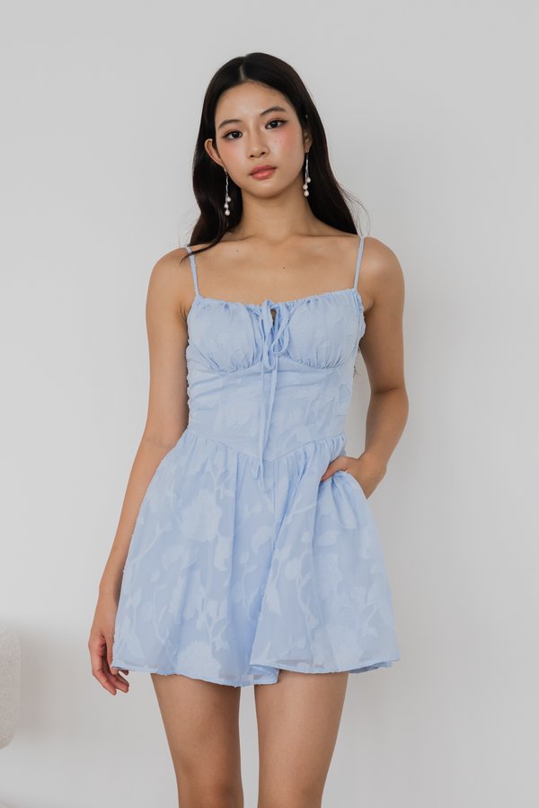 Charice Lace Bustier Padded Romper Dress (Blue)