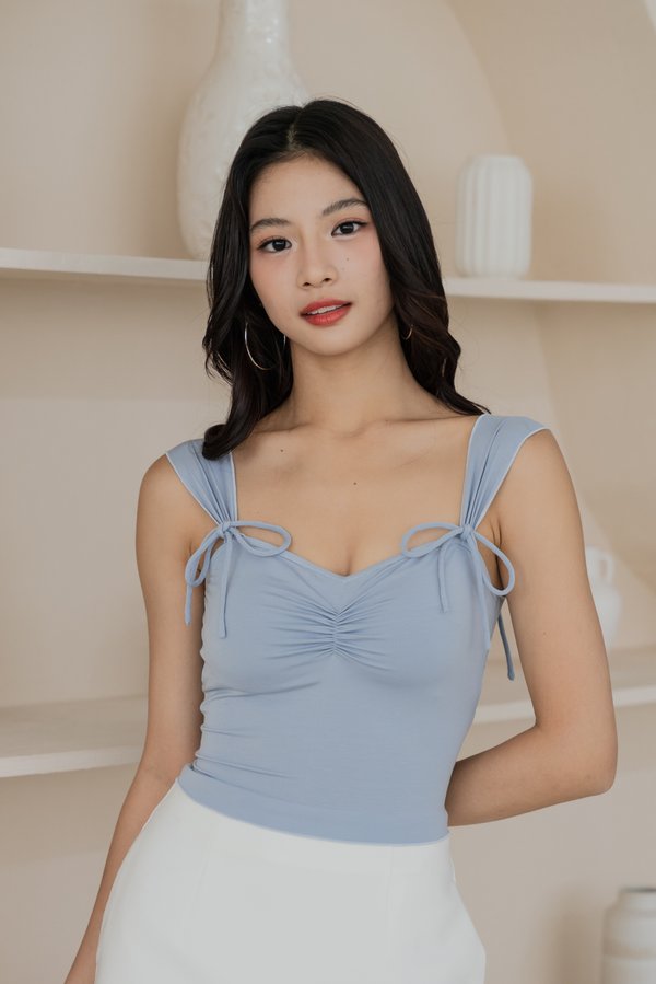 Luann Ruch Ribbon Padded Top (Blue) Luann Ruch Ribbon Padded Top (Blue)
