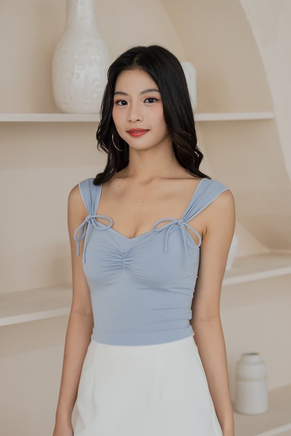 Luann Ruch Ribbon Padded Top (Blue) Luann Ruch Ribbon Padded Top (Blue)