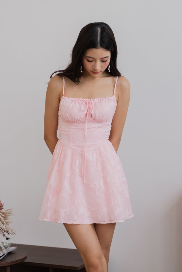 Charice Lace Bustier Padded Romper Dress (Pink) Charice Lace Bustier Padded Romper Dress (Pink)