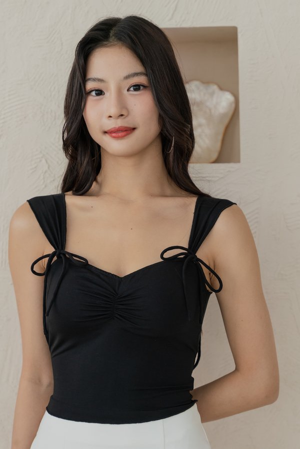 Luann Ruch Ribbon Padded Top (Black) Luann Ruch Ribbon Padded Top (Black)
