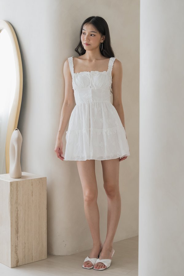 Avelina Crotchet Padded Romper Dress (White)