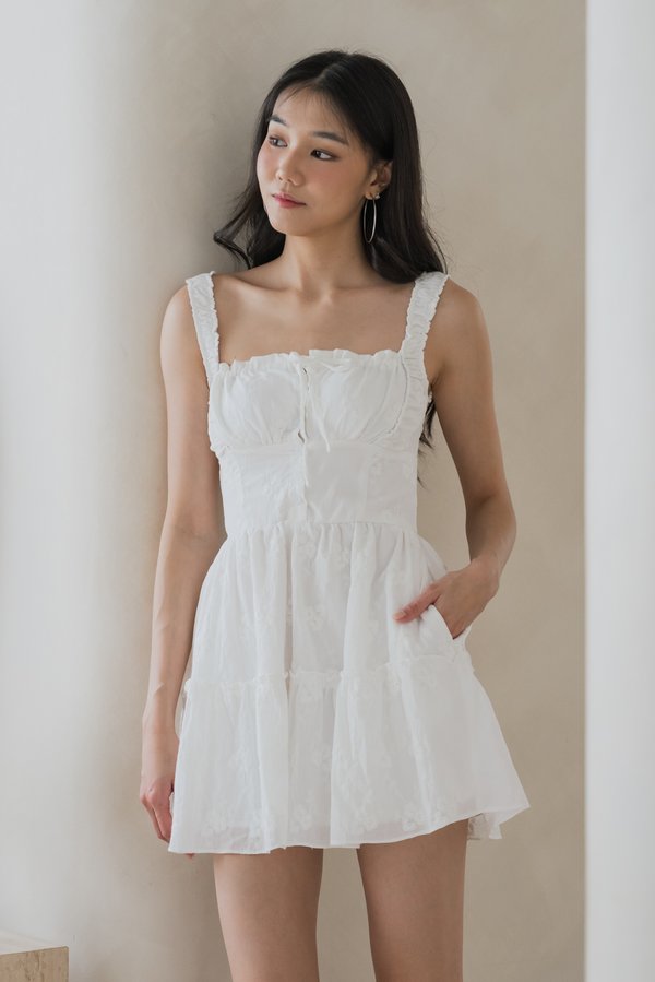 Avelina Crochet Padded Dress V2 (White)