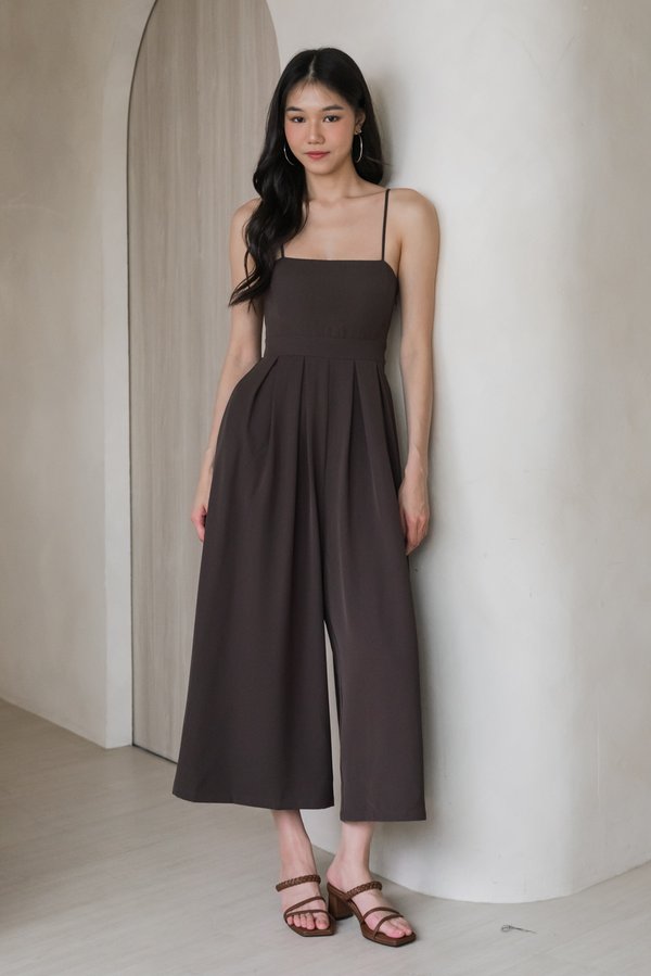 Lazie Pleated Jumpsuit (Double Espresso)