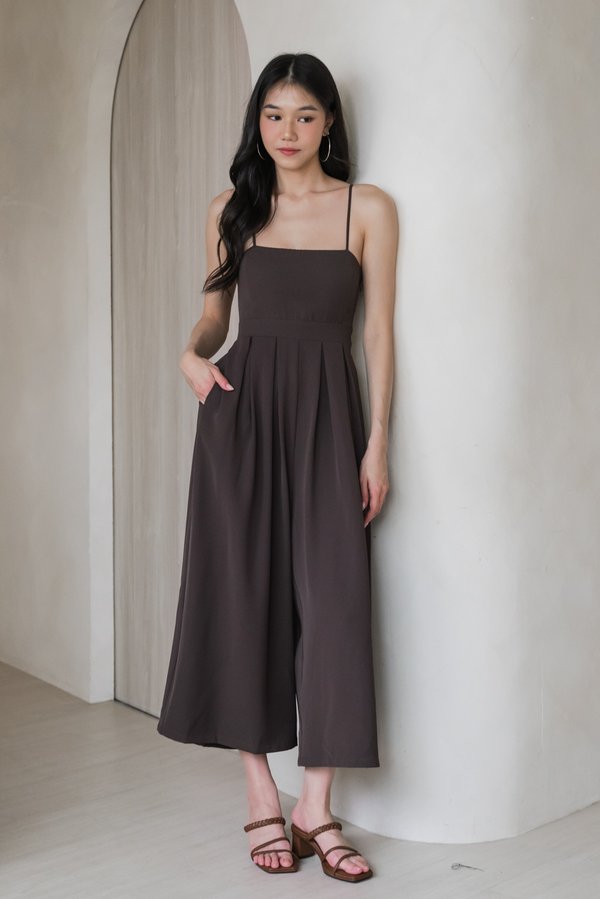 Lazie Pleated Jumpsuit (Double Espresso)