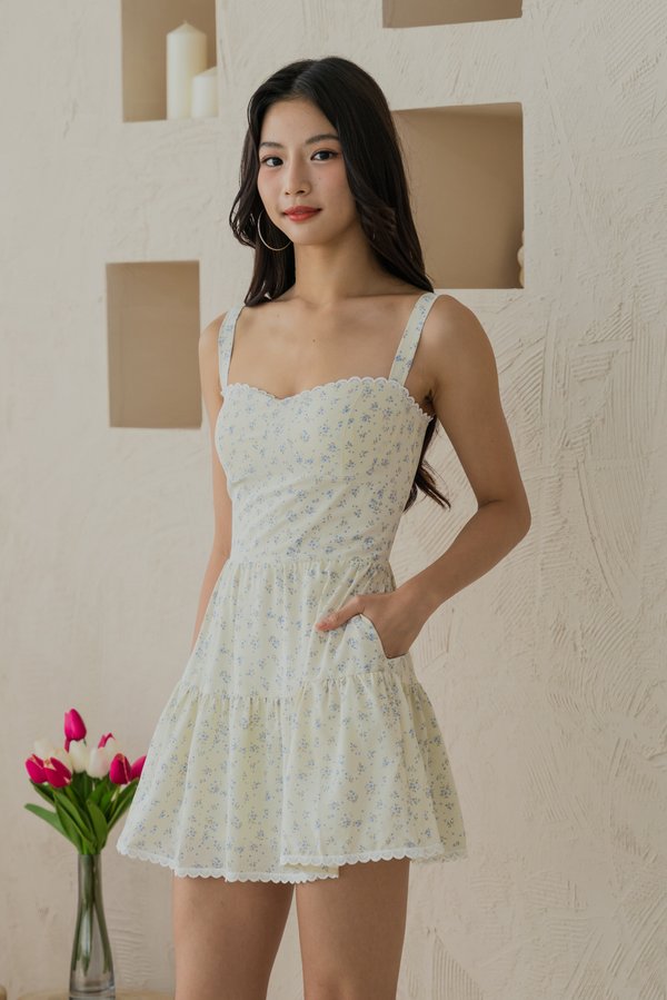 Seona Lace Padded Romper Dress (Meadow x Daffodil) Seona Lace Padded Romper Dress (Meadow x Daffodil)