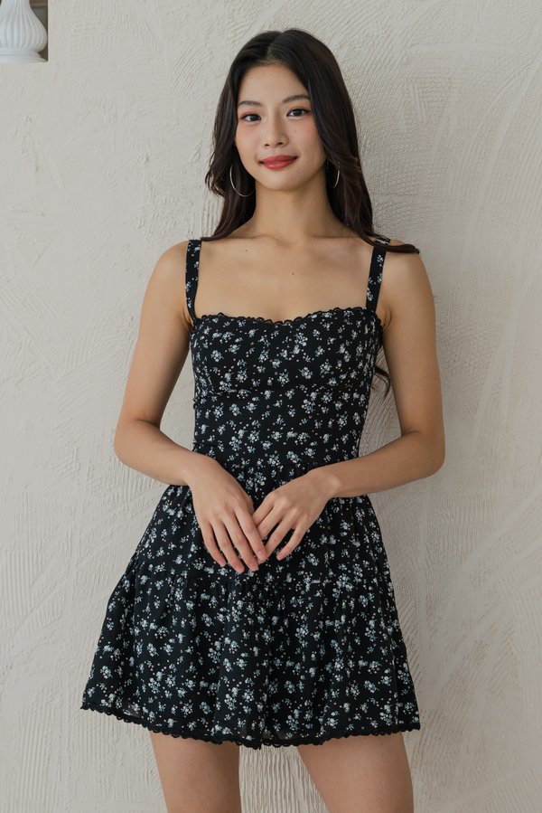 Seona Lace Padded Romper Dress (Meadow x Black) Seona Lace Padded Romper Dress (Meadow x Black)