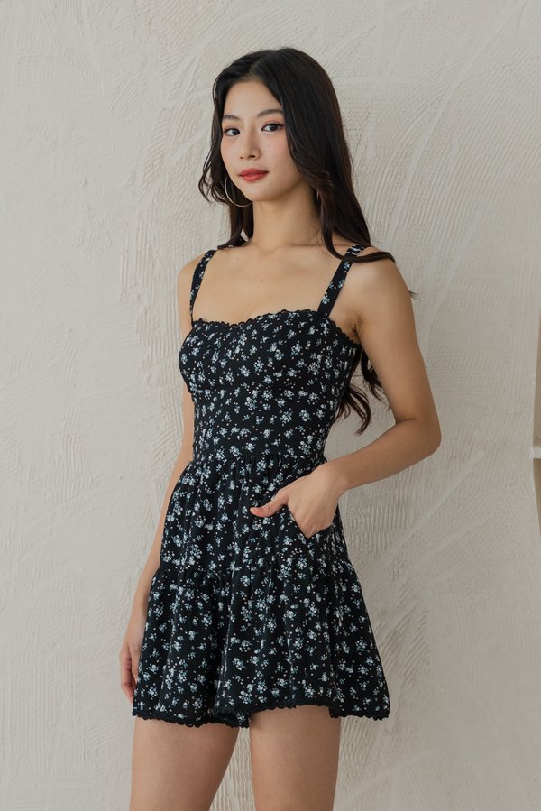 Seona Lace Padded Romper Dress (Meadow x Black) Seona Lace Padded Romper Dress (Meadow x Black)