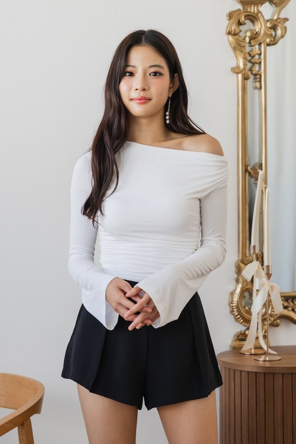 Taila Long Sleeve Padded Top (White)