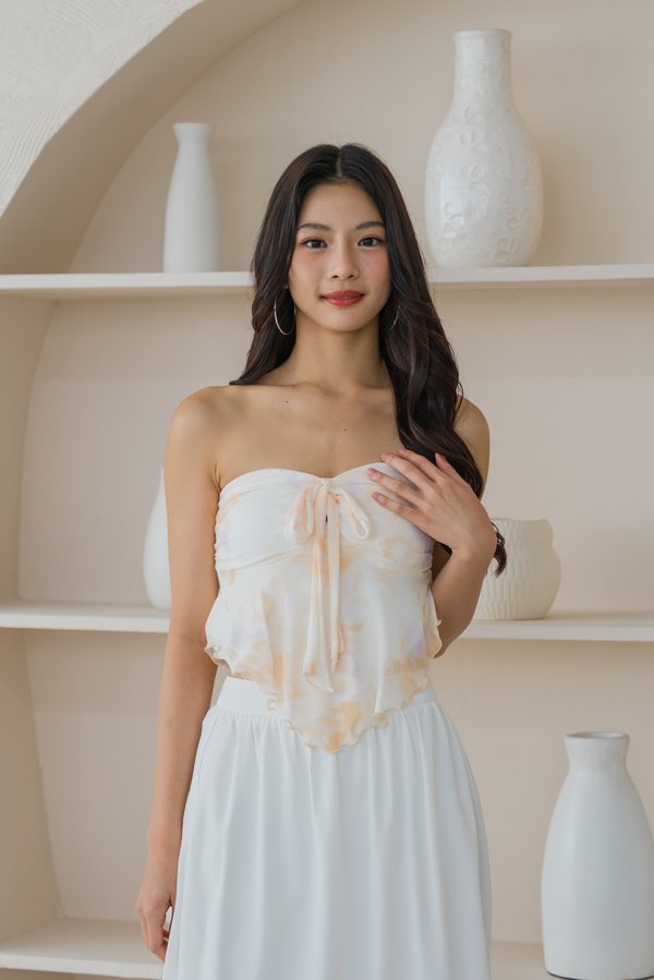 Hera Mesh Self Tie Padded Tube Top (Sunny Bloom) Hera Mesh Self Tie Padded Tube Top (Sunny Bloom)
