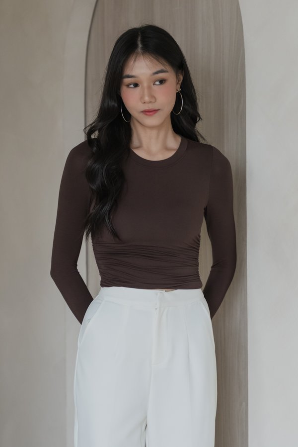 Giada Long Sleeve Padded Top (Chocolate Brown) Giada Long Sleeve Padded Top (Chocolate Brown)