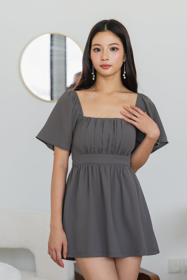 [SLEEVED] Laziel Ruch Romper Dress (Mocha)