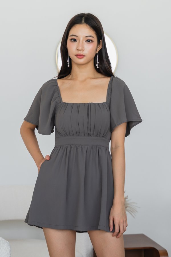 [SLEEVED] Laziel Ruch Romper Dress (Mocha)