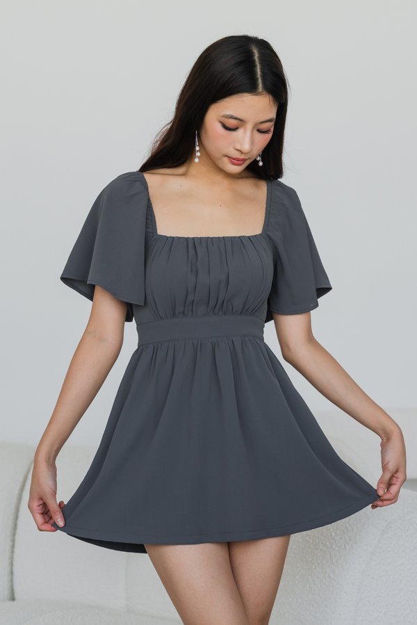 [SLEEVED] Laziel Ruch Romper Dress (Ash Grey)
