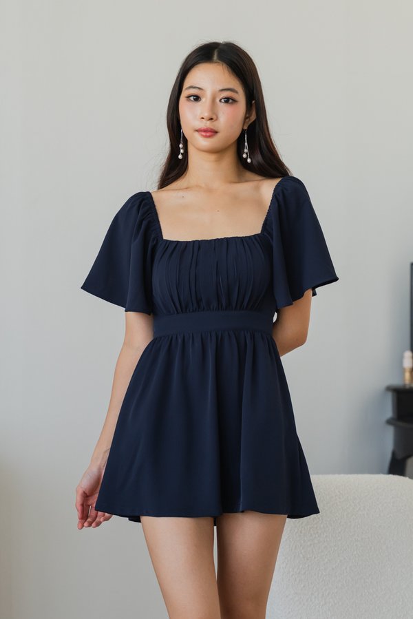 [SLEEVED] Laziel Ruch Romper Dress (Navy)