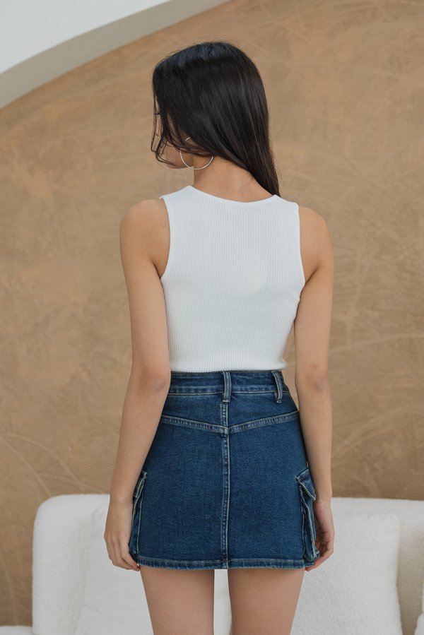 Aymi Asymmetrical Knit Top (White)