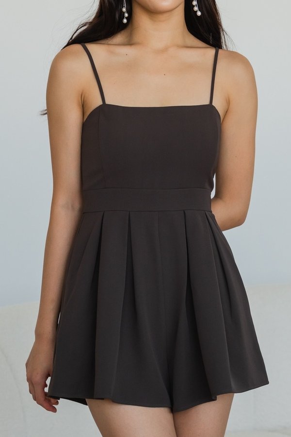 Lazier Pleated Romper (Double Espresso/BackZip) Lazier Pleated Romper (Double Espresso/BackZip)