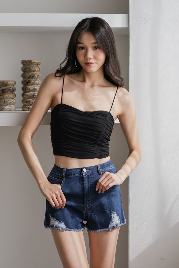 Maira Mesh Cami Top (Black)