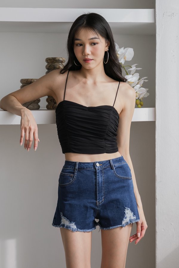 Maira Mesh Cami Top (Black)