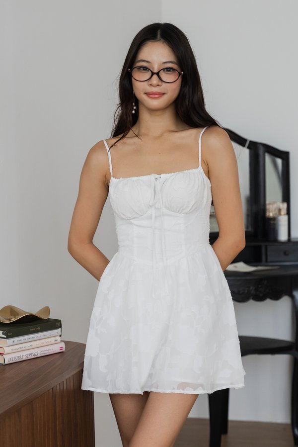 Charice Lace Bustier Padded Romper Dress (White) Charice Lace Bustier Padded Romper Dress (White)