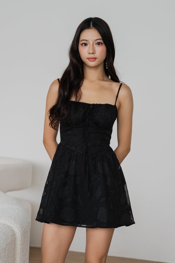 Charice Lace Bustier Padded Romper Dress (Black) Charice Lace Bustier Padded Romper Dress (Black)