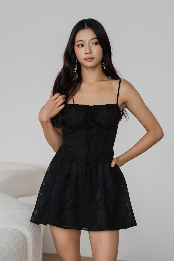 Charice Lace Bustier Padded Romper Dress (Black) Charice Lace Bustier Padded Romper Dress (Black)