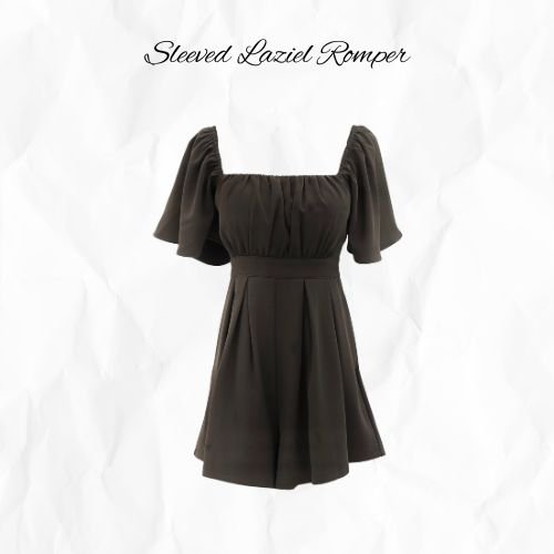 [SLEEVED] Laziel Ruch Pleated Romper (Ash Cedar)