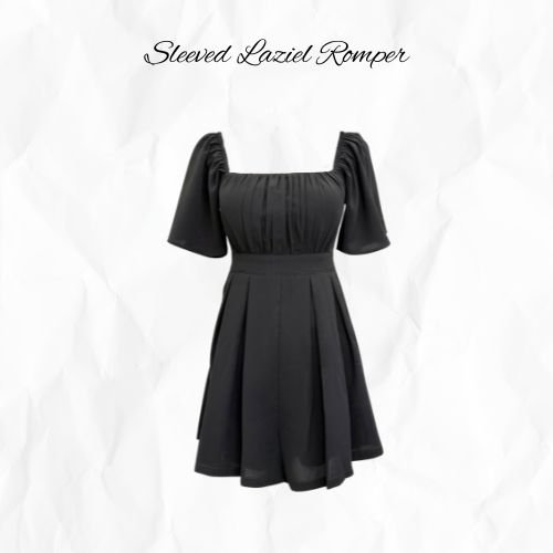 [SLEEVED] Laziel Ruch Pleated Romper (Gunmetal)