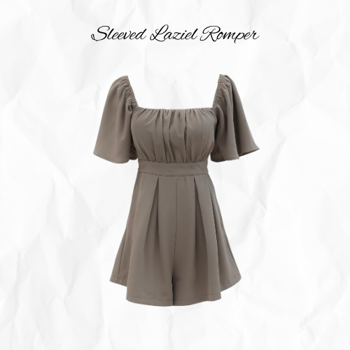 [SLEEVED] Laziel Ruch Pleated Romper (Light Taupe)