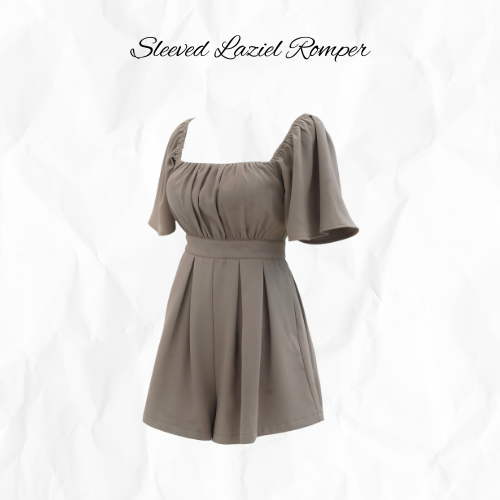 [SLEEVED] Laziel Ruch Pleated Romper (Light Taupe)