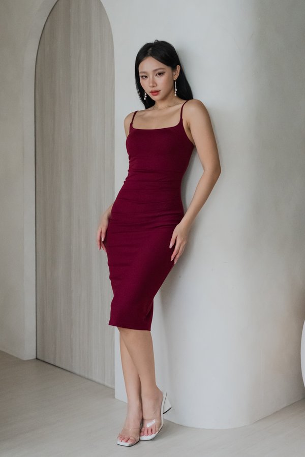 *Luxe* Alessia Scoop Neck Ruched Dress (Maroon) *Luxe* Alessia Scoop Neck Ruched Dress (Maroon)