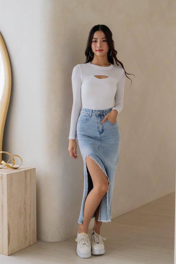 [PREORDER] Ailsa Side Slit Denim Skirt