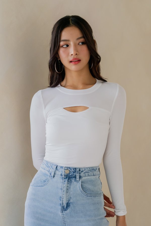 Maisie Peekaboo Padded Top (White) Maisie Peekaboo Padded Top (White)