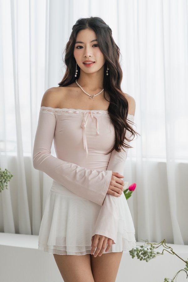 Cleo Lace Long Sleeve Padded Top (Aurora Pink) Cleo Lace Long Sleeve Padded Top (Aurora Pink)